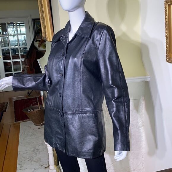 Danier Leather Black Car Length Coat - Picture 2 of 13